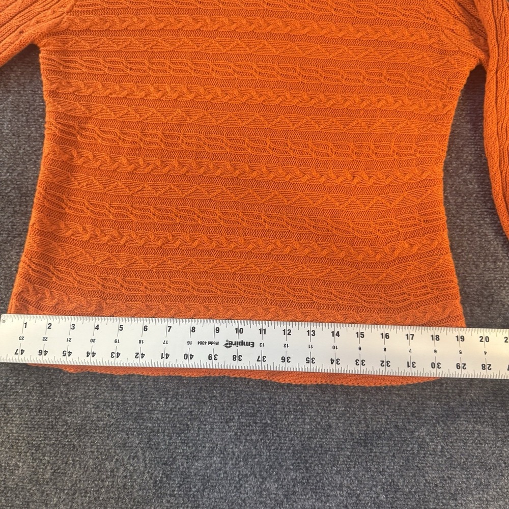 Chaps Denim XL Orange Linen Cotton Cable Knit Boat Neck Sweater Women's Fall - Picture 9 of 9